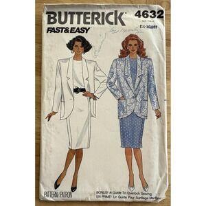 VTG BUTTERICK PATTERN 4632 ~ Misses'‎ JACKET & DRESS ~ SIZE 14 Cut Complete